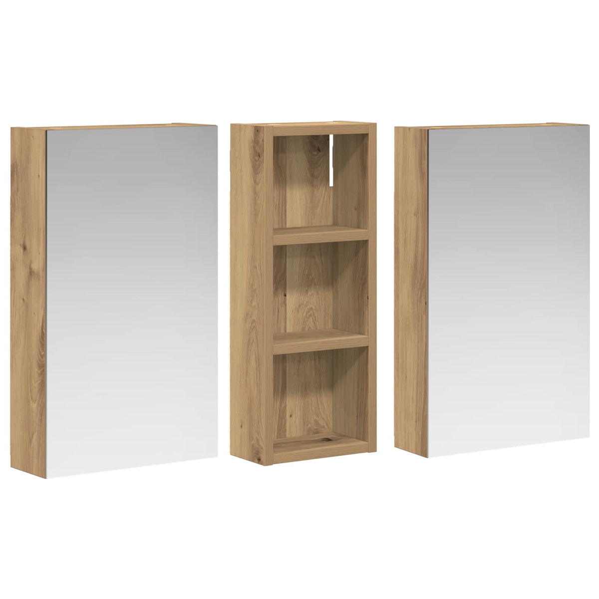 Badeværelsesskabsæt 3 stk. 80 x 10,5 x 50 cm Konstrueret træ