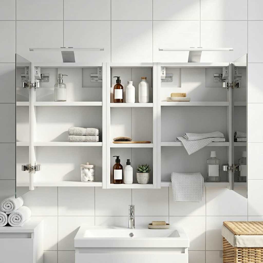 Badeværelsesskabsæt 3 stk. 80 x 10,5 x 50 cm Konstrueret træ