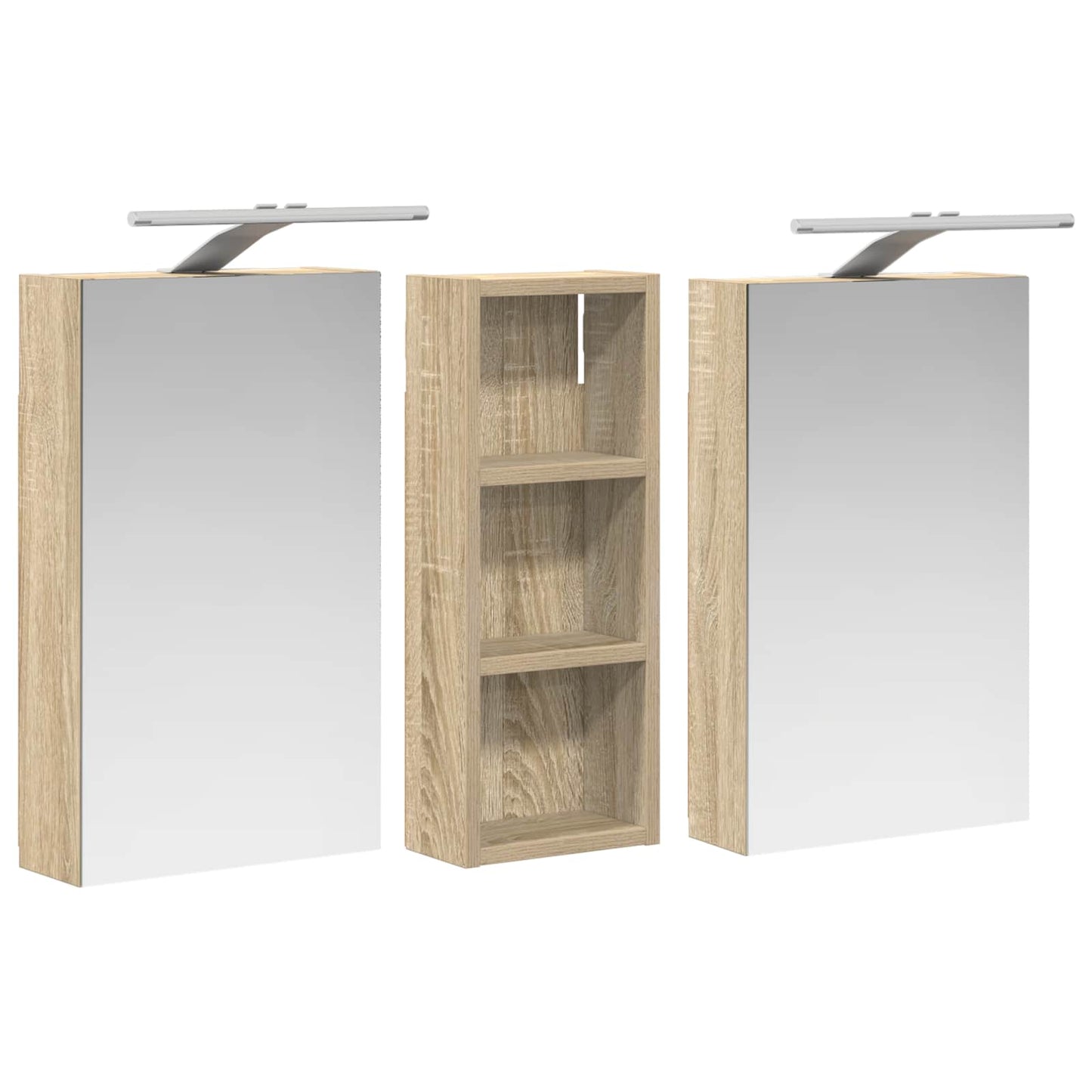 Badeværelsesskabsæt 3 stk. 80 x 10,5 x 50 cm Konstrueret træ