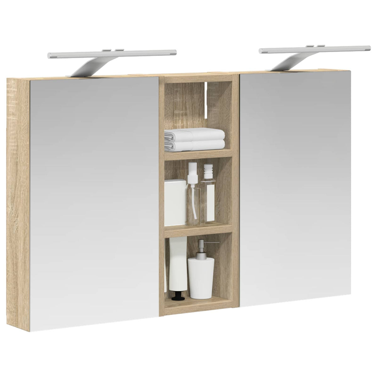 Badeværelsesskabsæt 3 stk. 80 x 10,5 x 50 cm Konstrueret træ