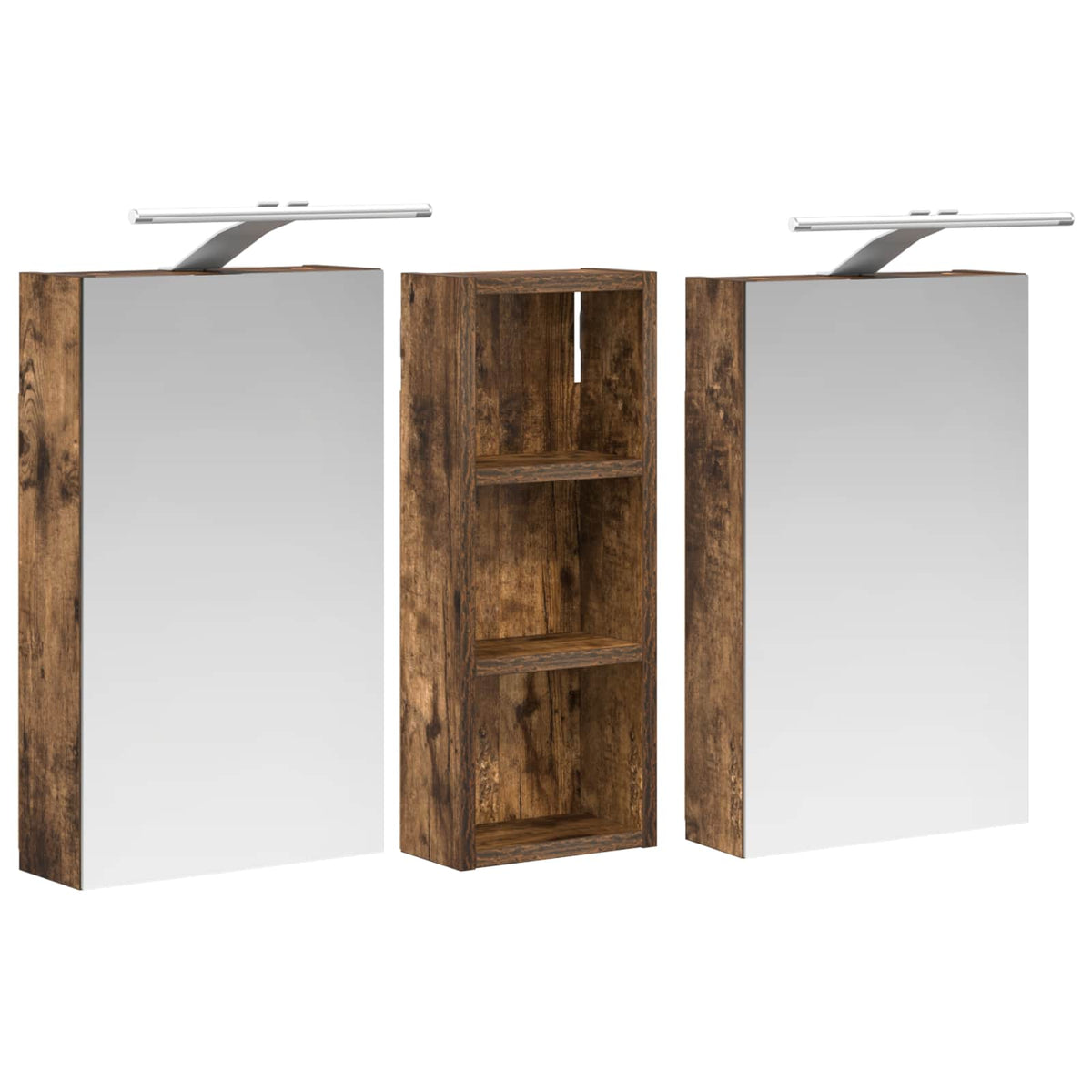 Badeværelsesskabsæt 3 stk. 80 x 10,5 x 50 cm Konstrueret træ