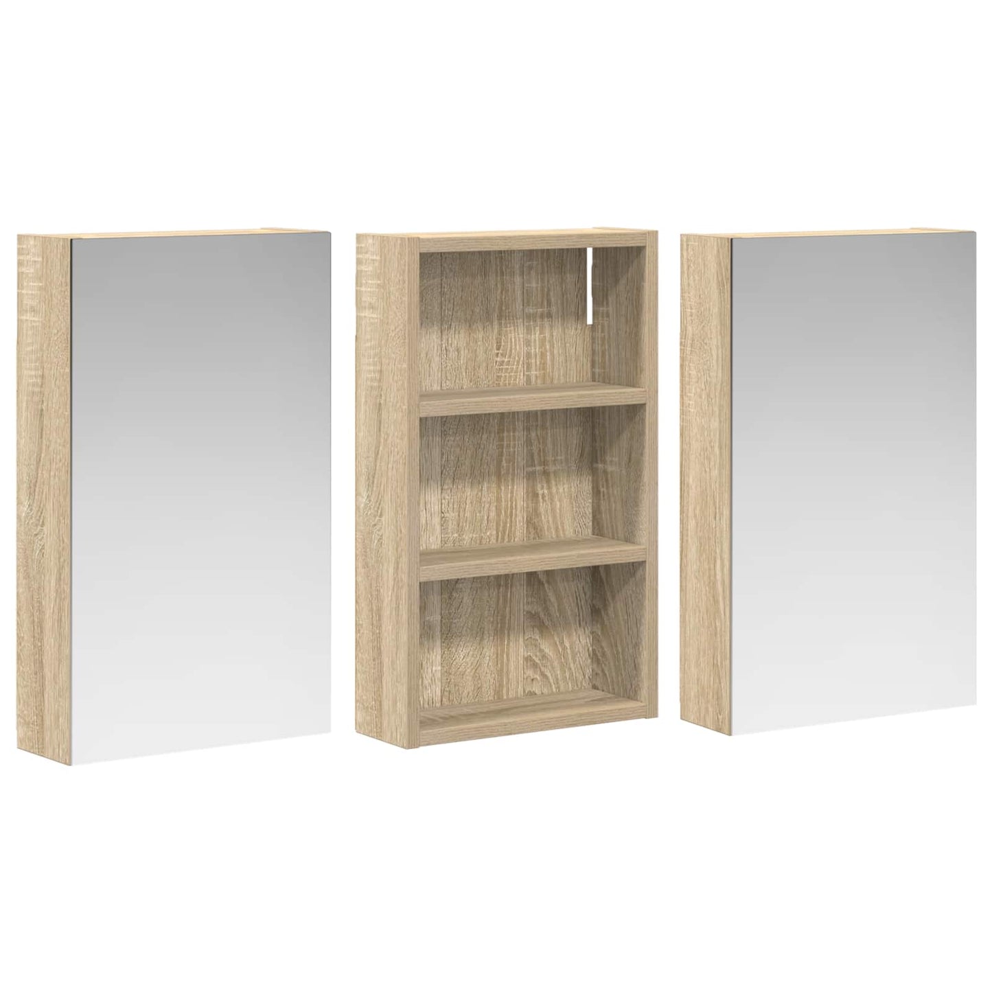 Badeværelsesskabsæt 3 stk. 90 x 10,5 x 50 cm Konstrueret træ