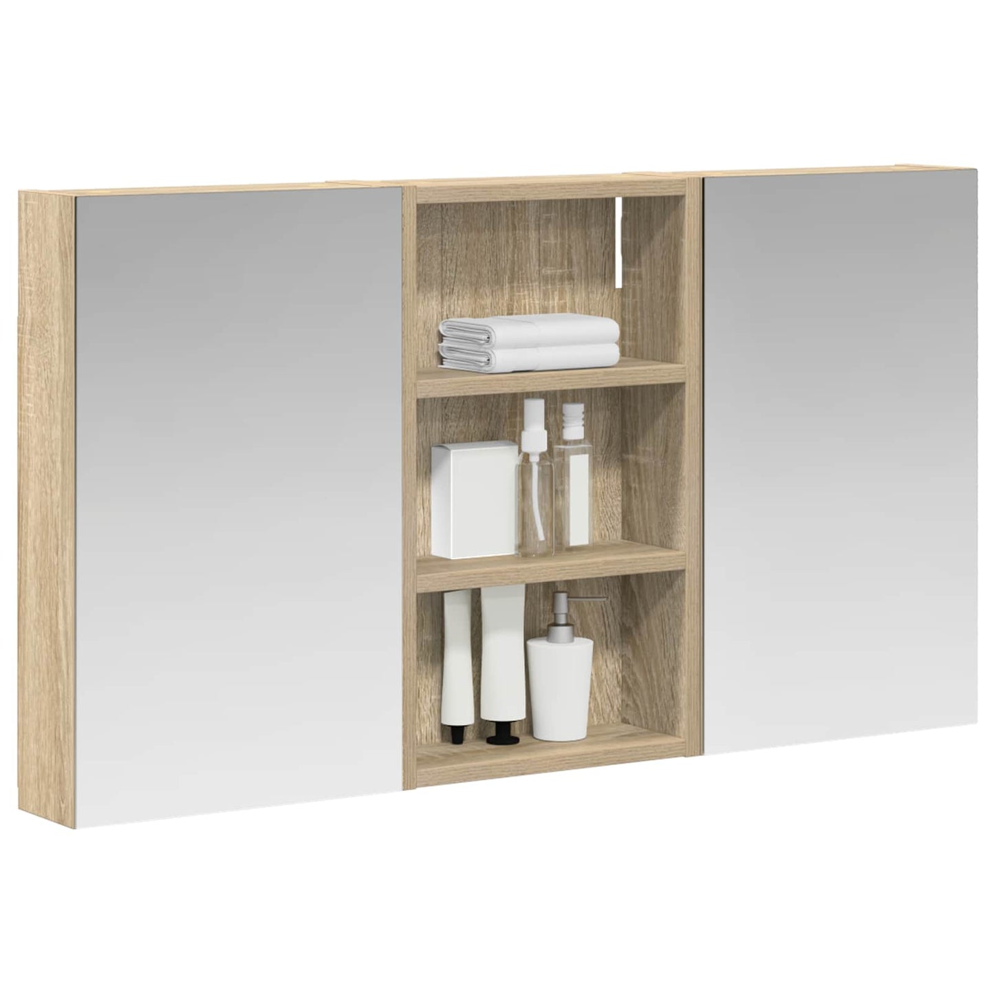 Badeværelsesskabsæt 3 stk. 90 x 10,5 x 50 cm Konstrueret træ