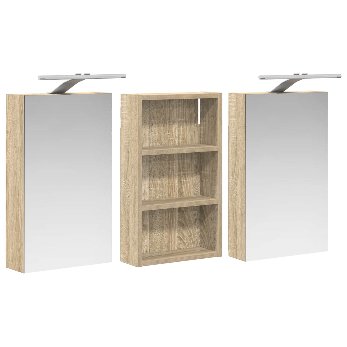 Badeværelsesskabsæt 3 stk. 90 x 10,5 x 50 cm Konstrueret træ