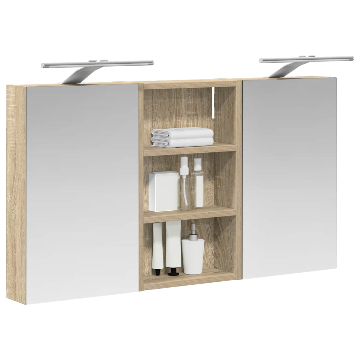 Badeværelsesskabsæt 3 stk. 90 x 10,5 x 50 cm Konstrueret træ