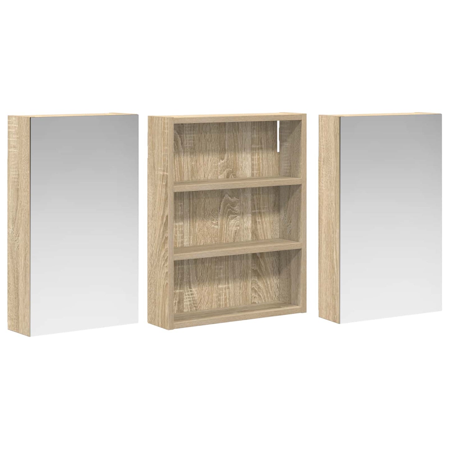 Badeværelsesskabsæt 3 stk. 100 x 10,5 x 50 cm Konstrueret træ
