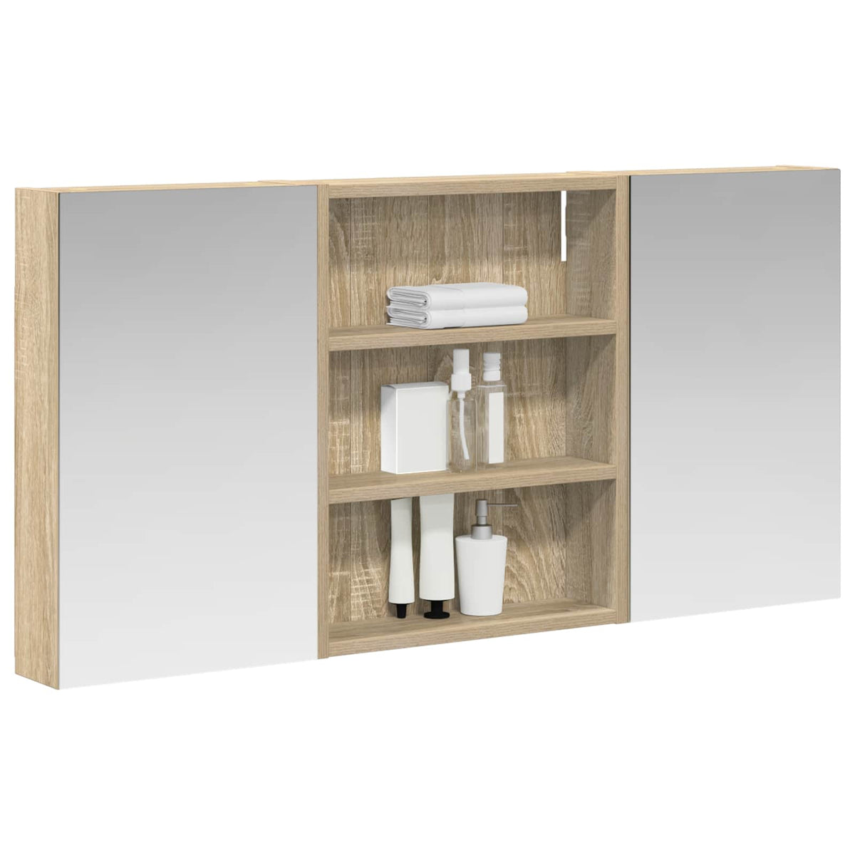 Badeværelsesskabsæt 3 stk. 100 x 10,5 x 50 cm Konstrueret træ