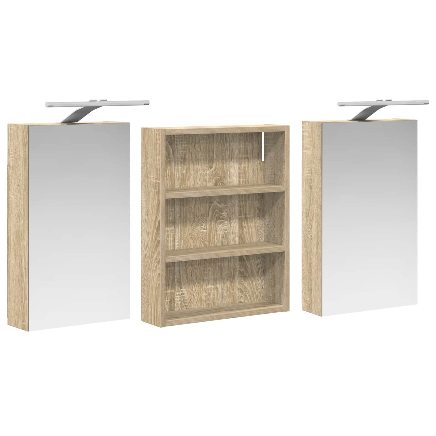 Badeværelsesskabsæt 3 stk. 100 x 10,5 x 50 cm Konstrueret træ