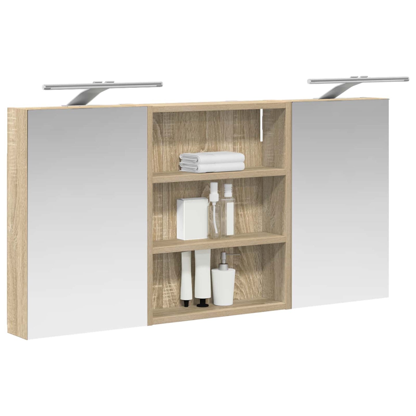 Badeværelsesskabsæt 3 stk. 100 x 10,5 x 50 cm Konstrueret træ