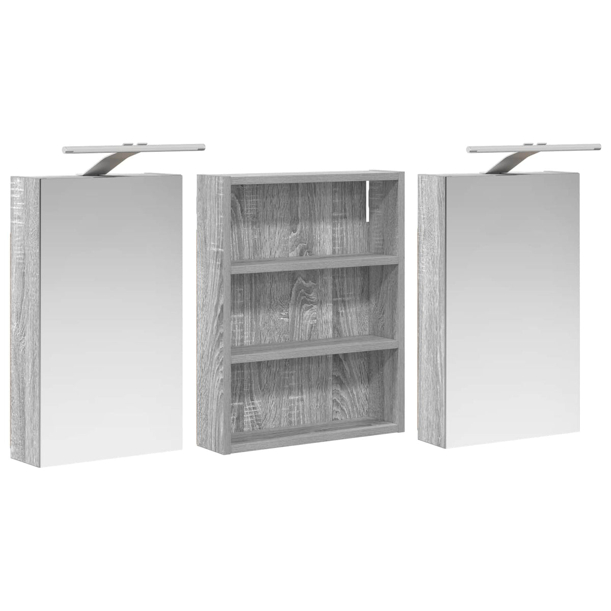 Badeværelsesskabsæt 3 stk. 100 x 10,5 x 50 cm Konstrueret træ