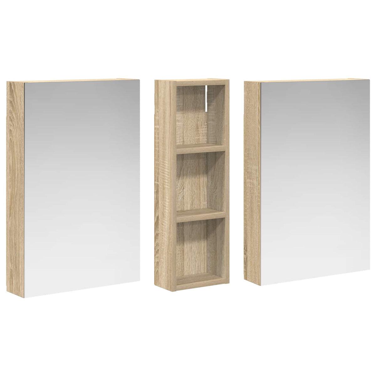Badeværelsesskabsæt 3 stk. 100 x 10,5 x 60,5 cm Konstrueret træ