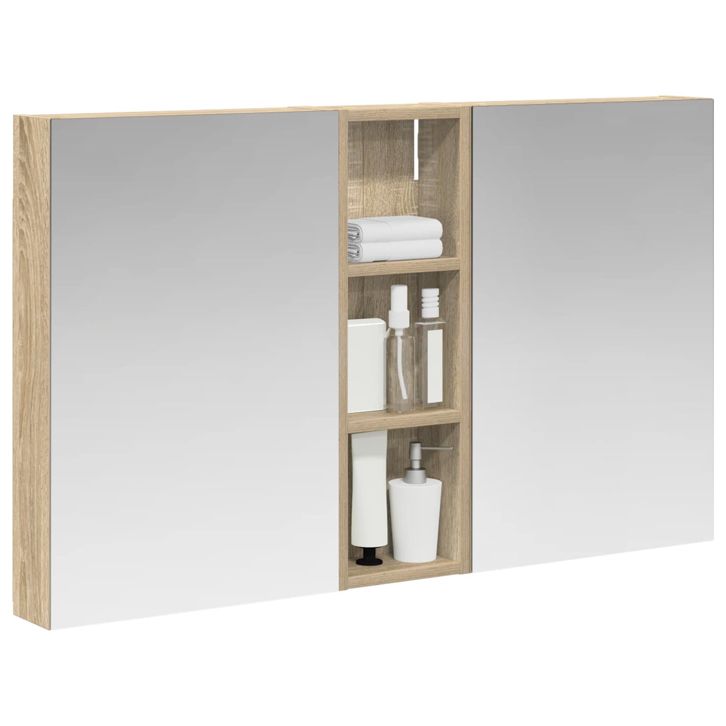 Badeværelsesskabsæt 3 stk. 100 x 10,5 x 60,5 cm Konstrueret træ
