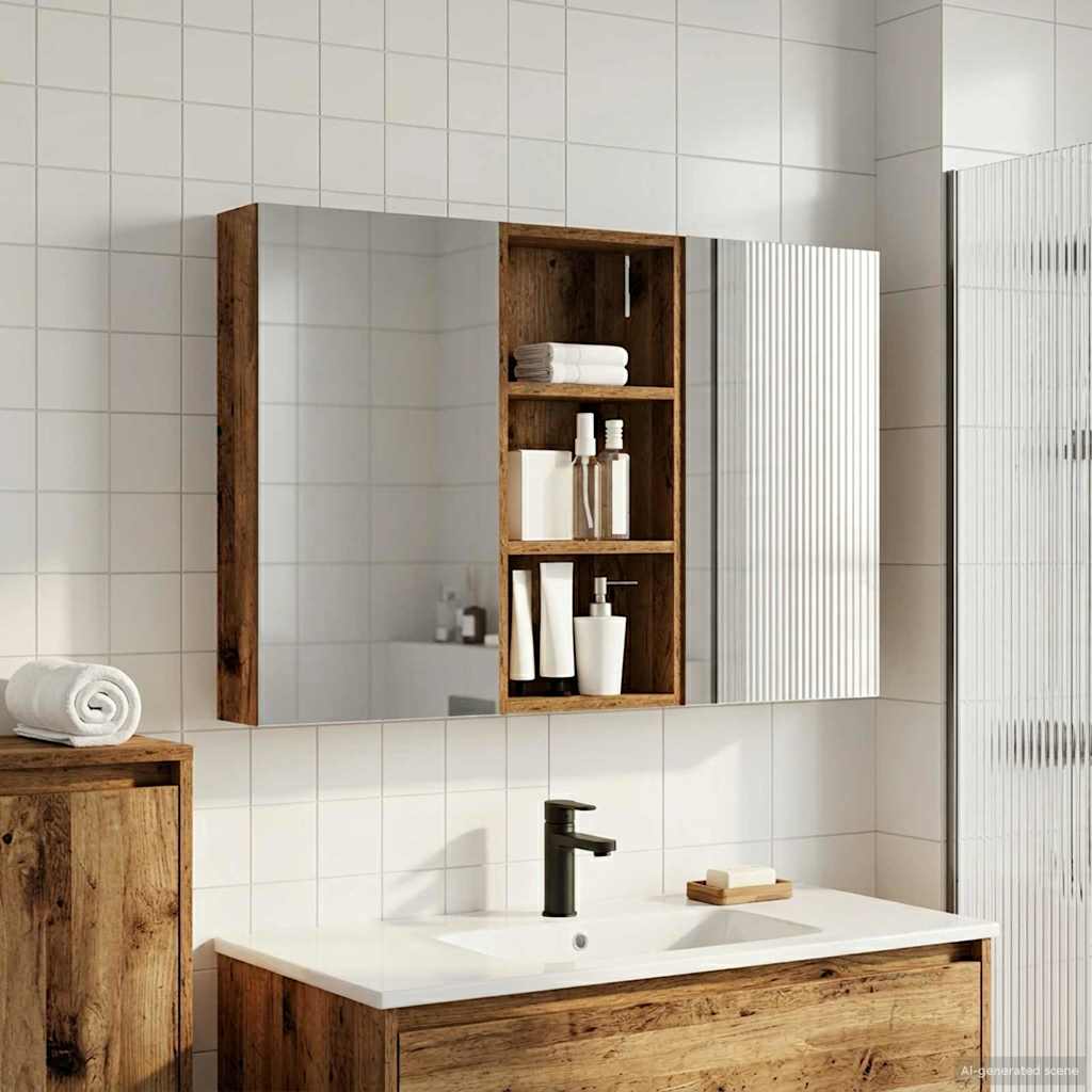 Badeværelsesskabsæt 3 stk. 110 x 10,5 x 60,5 cm Konstrueret træ