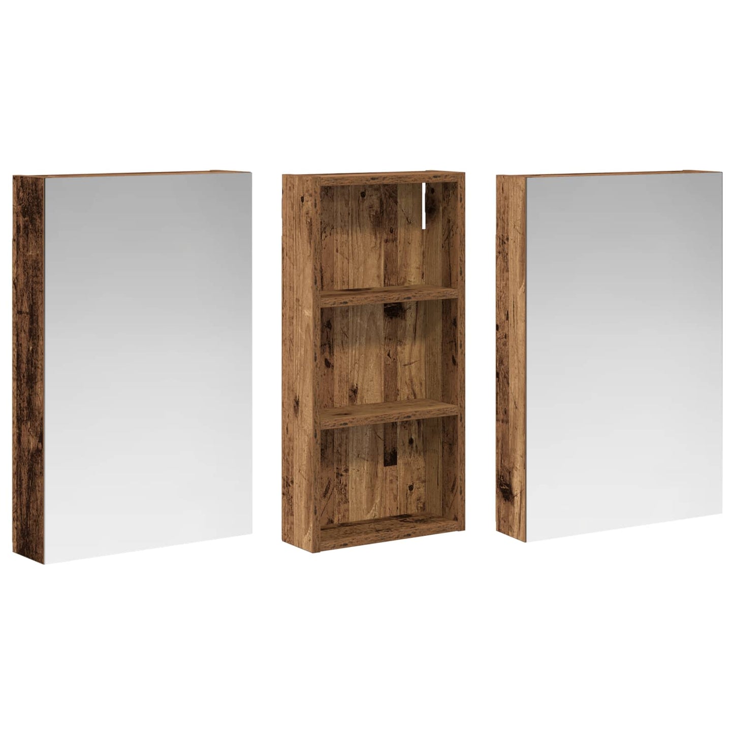 Badeværelsesskabsæt 3 stk. 110 x 10,5 x 60,5 cm Konstrueret træ