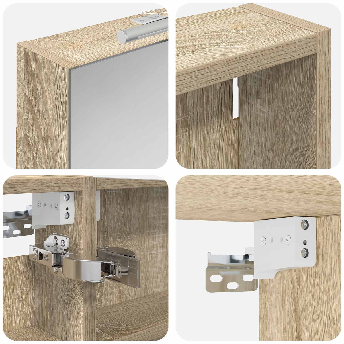 Badeværelsesskabsæt 3 stk. 110 x 10,5 x 60,5 cm Konstrueret træ