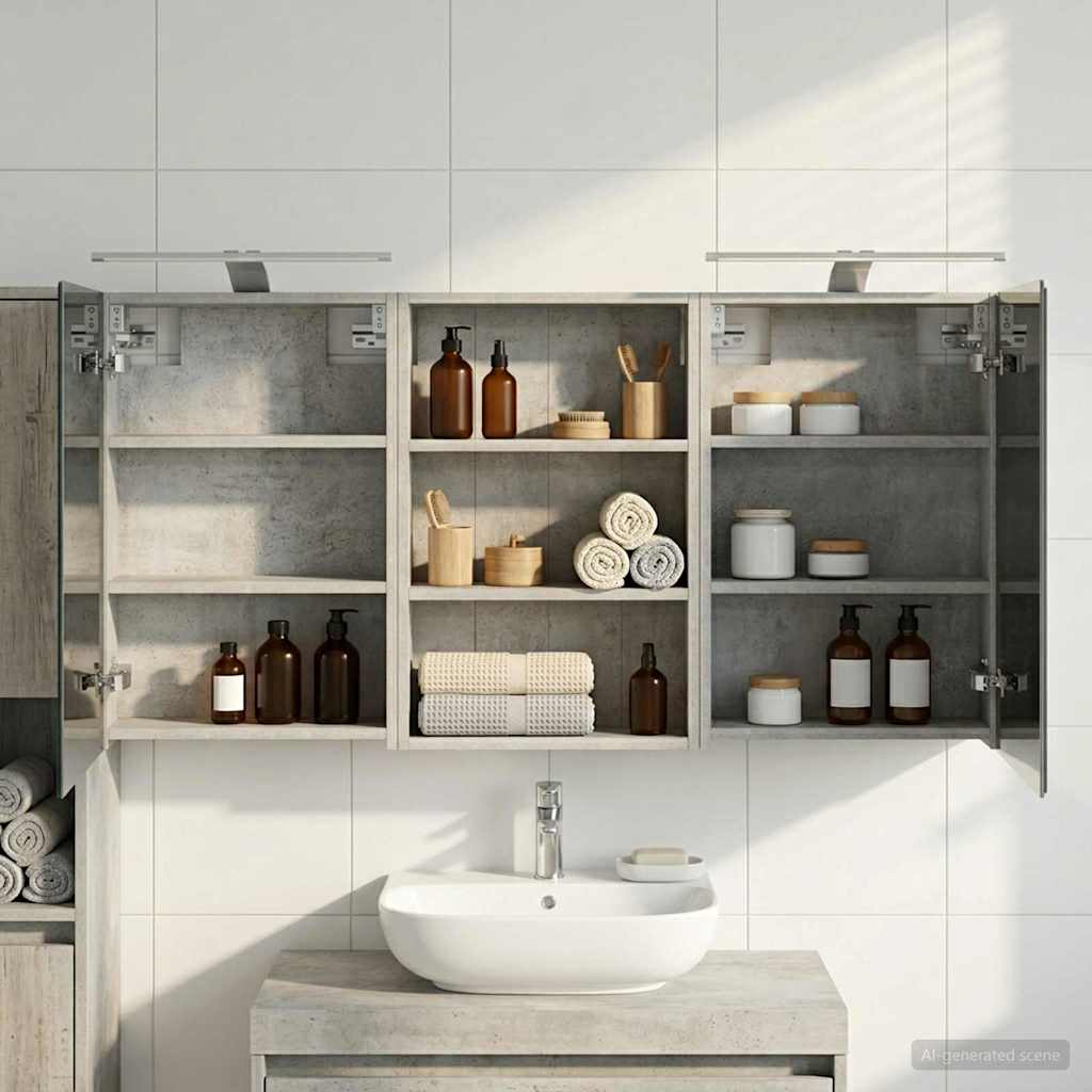 Badeværelsesskabsæt 3 stk. 120 x 10,5 x 60,5 cm Konstrueret træ