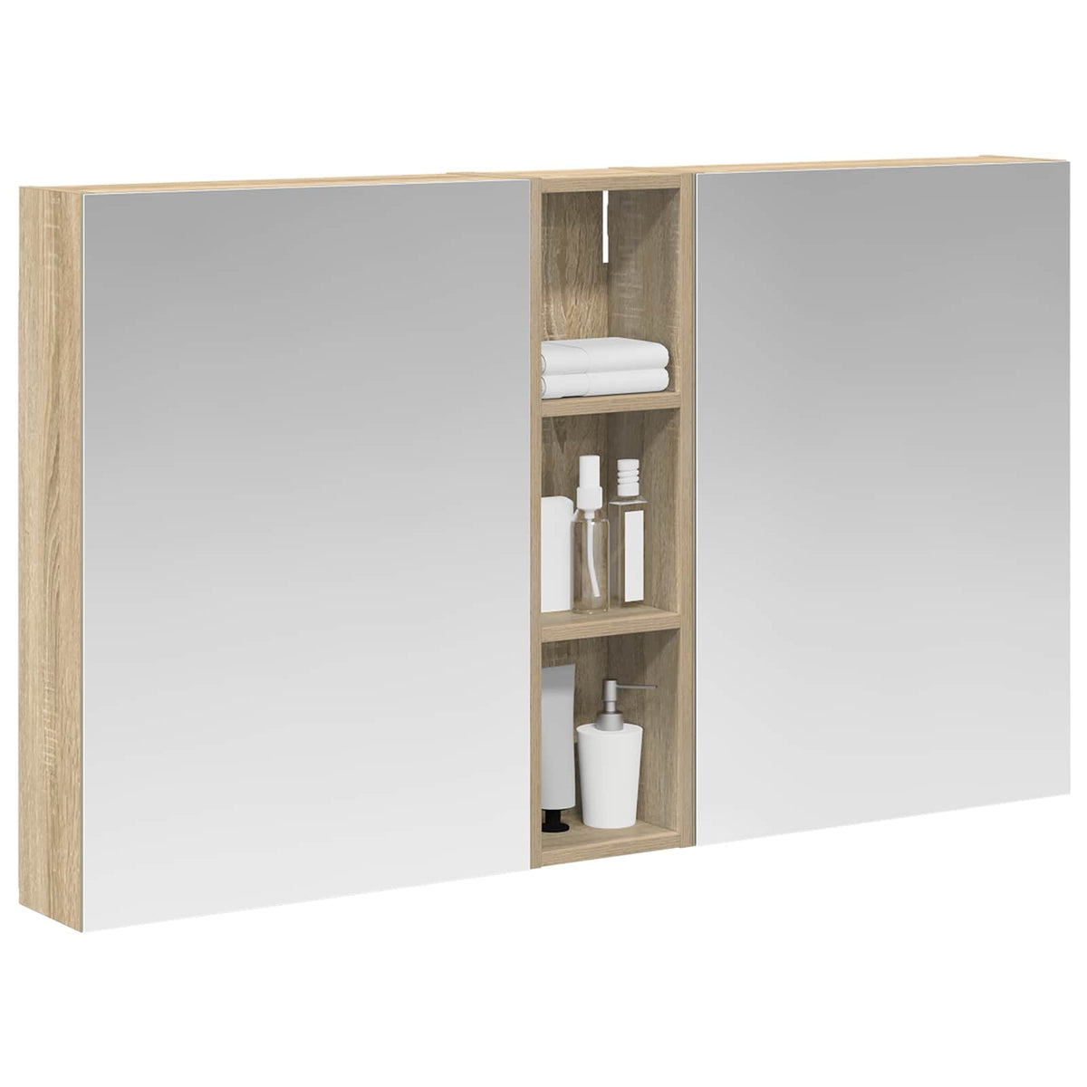 Badeværelsesskabsæt 3 stk. 120 x 14,5 x 70 cm Konstrueret træ
