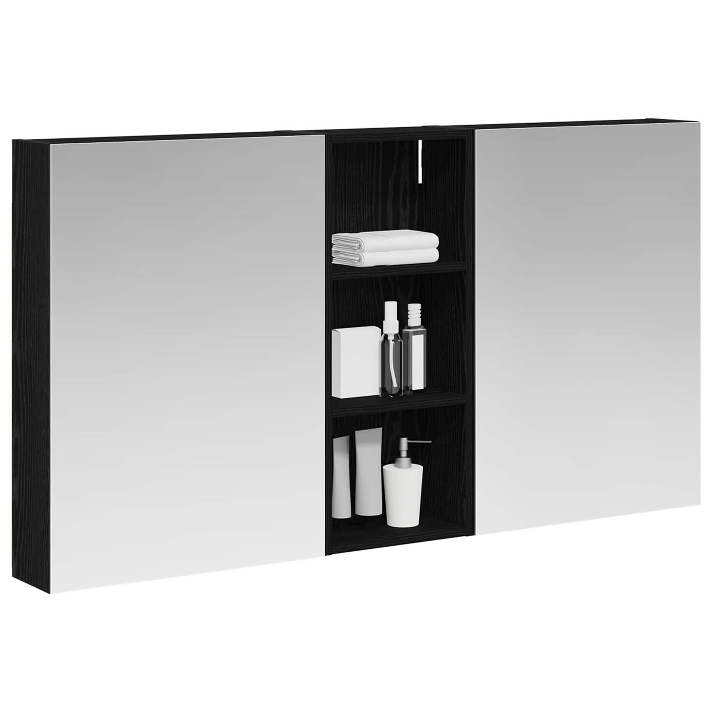 Badeværelsesskabsæt 3 stk. 130 x 14,5 x 70 cm Konstrueret træ