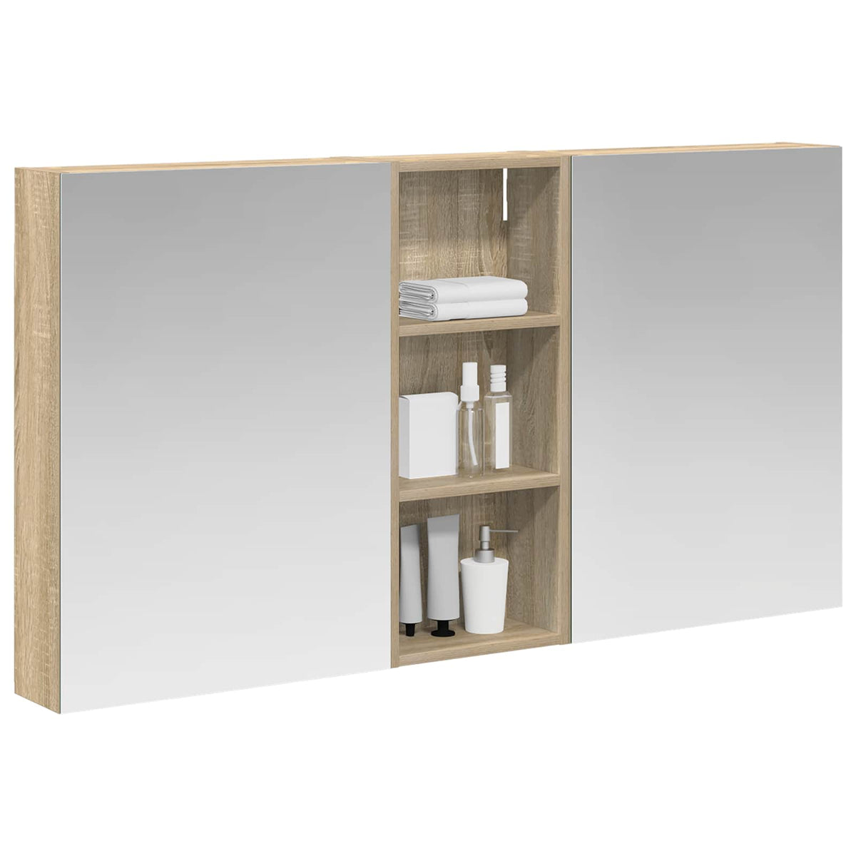 Badeværelsesskabsæt 3 stk. 130 x 14,5 x 70 cm Konstrueret træ