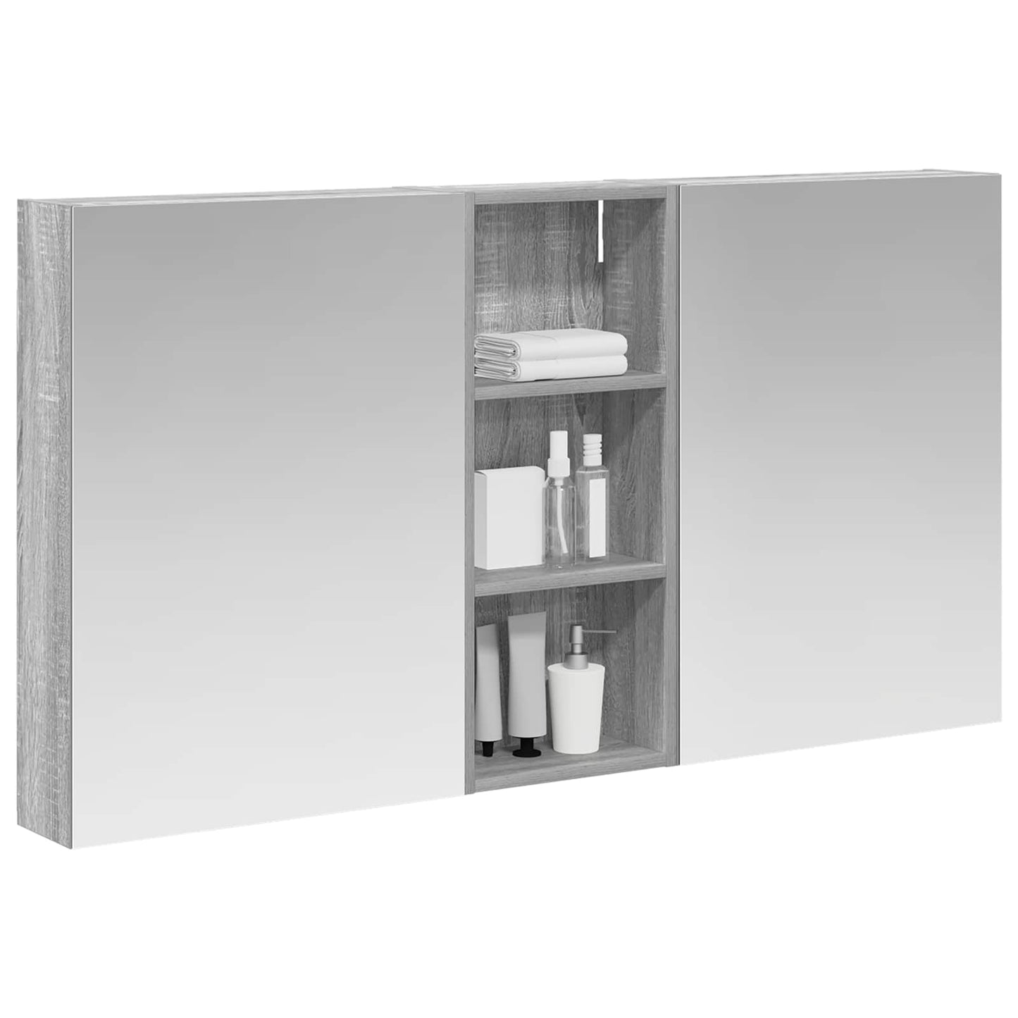 Badeværelsesskabsæt 3 stk. 130 x 14,5 x 70 cm Konstrueret træ