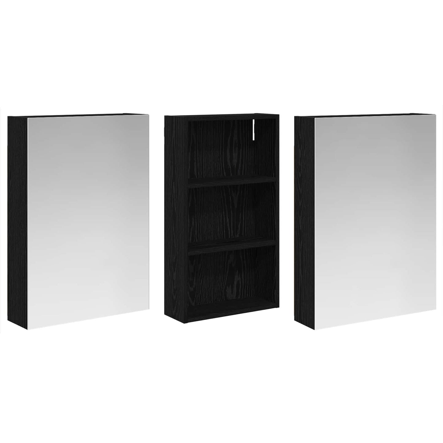 Badeværelsesskabsæt 3 stk. 140 x 14,5 x 70 cm Konstrueret træ