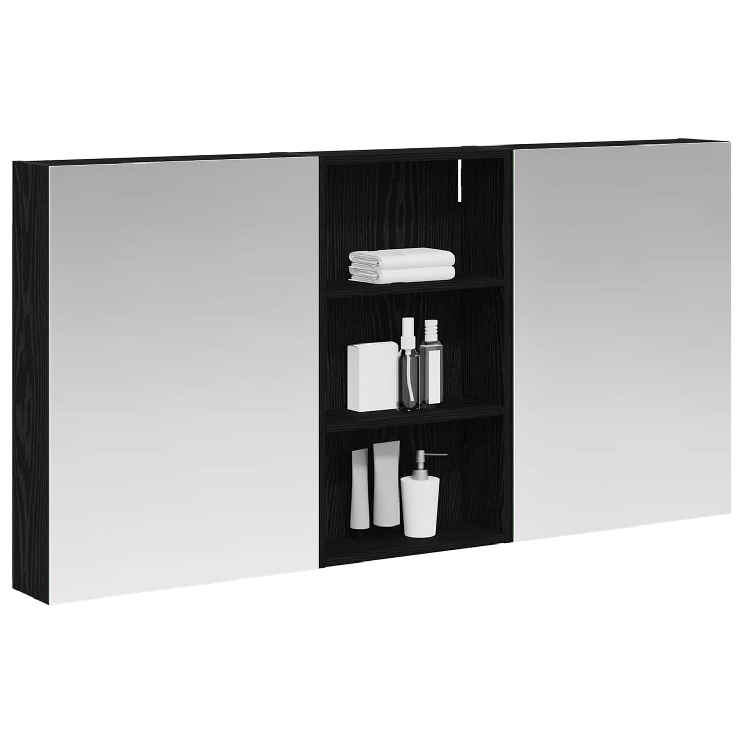 Badeværelsesskabsæt 3 stk. 140 x 14,5 x 70 cm Konstrueret træ