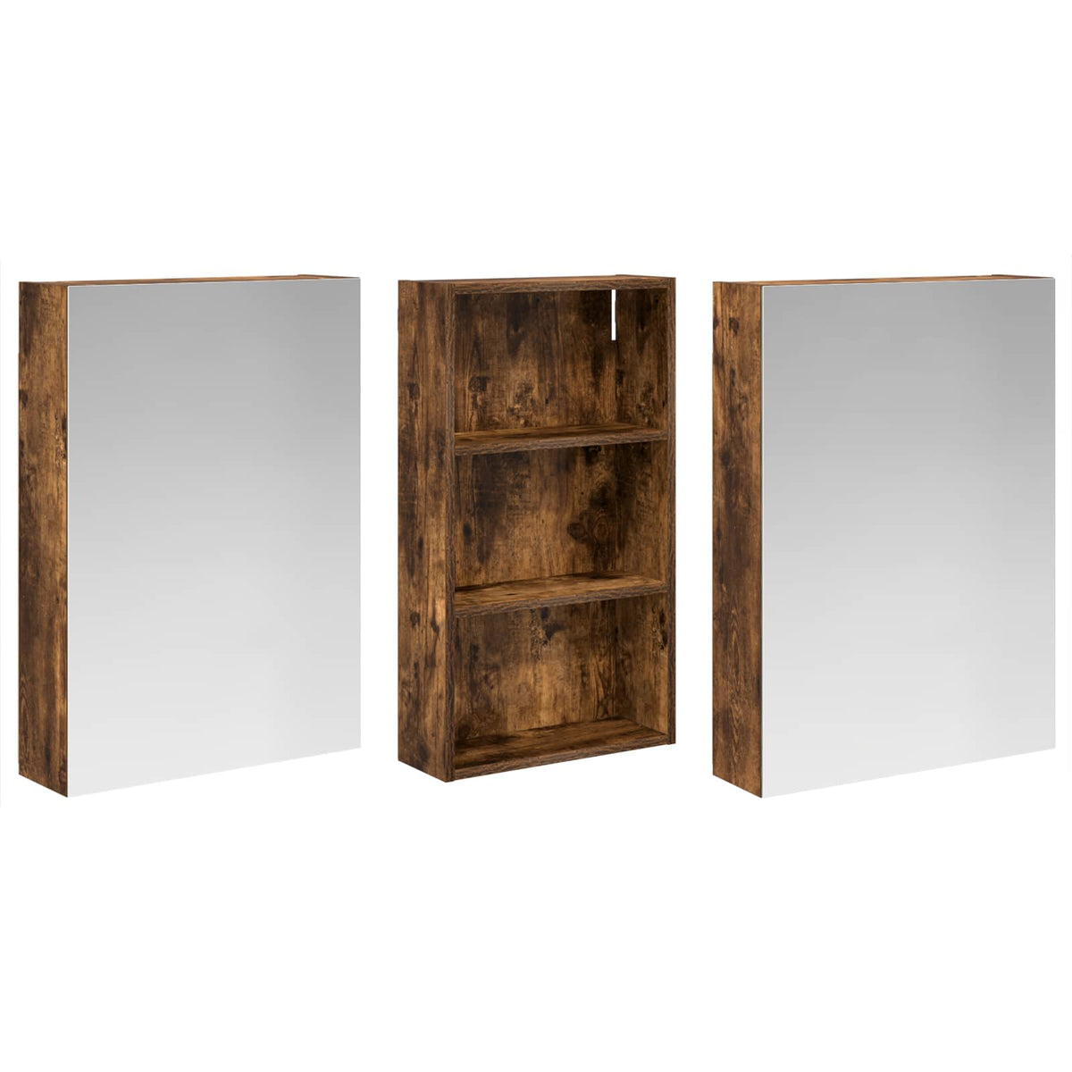 Badeværelsesskabsæt 3 stk. 140 x 14,5 x 70 cm Konstrueret træ