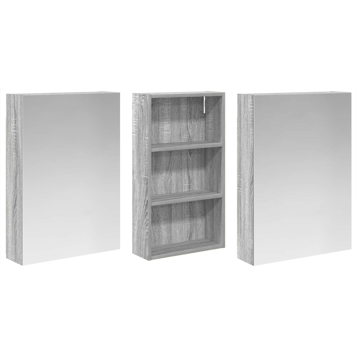 Badeværelsesskabsæt 3 stk. 140 x 14,5 x 70 cm Konstrueret træ