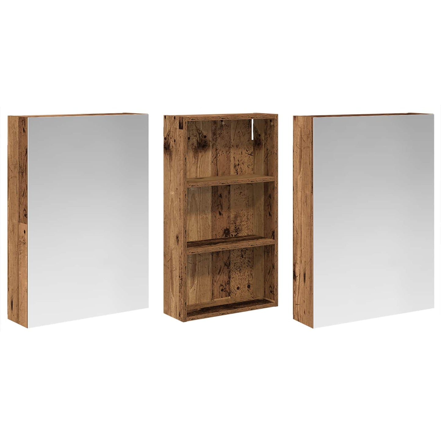 Badeværelsesskabsæt 3 stk. 140 x 14,5 x 70 cm Konstrueret træ
