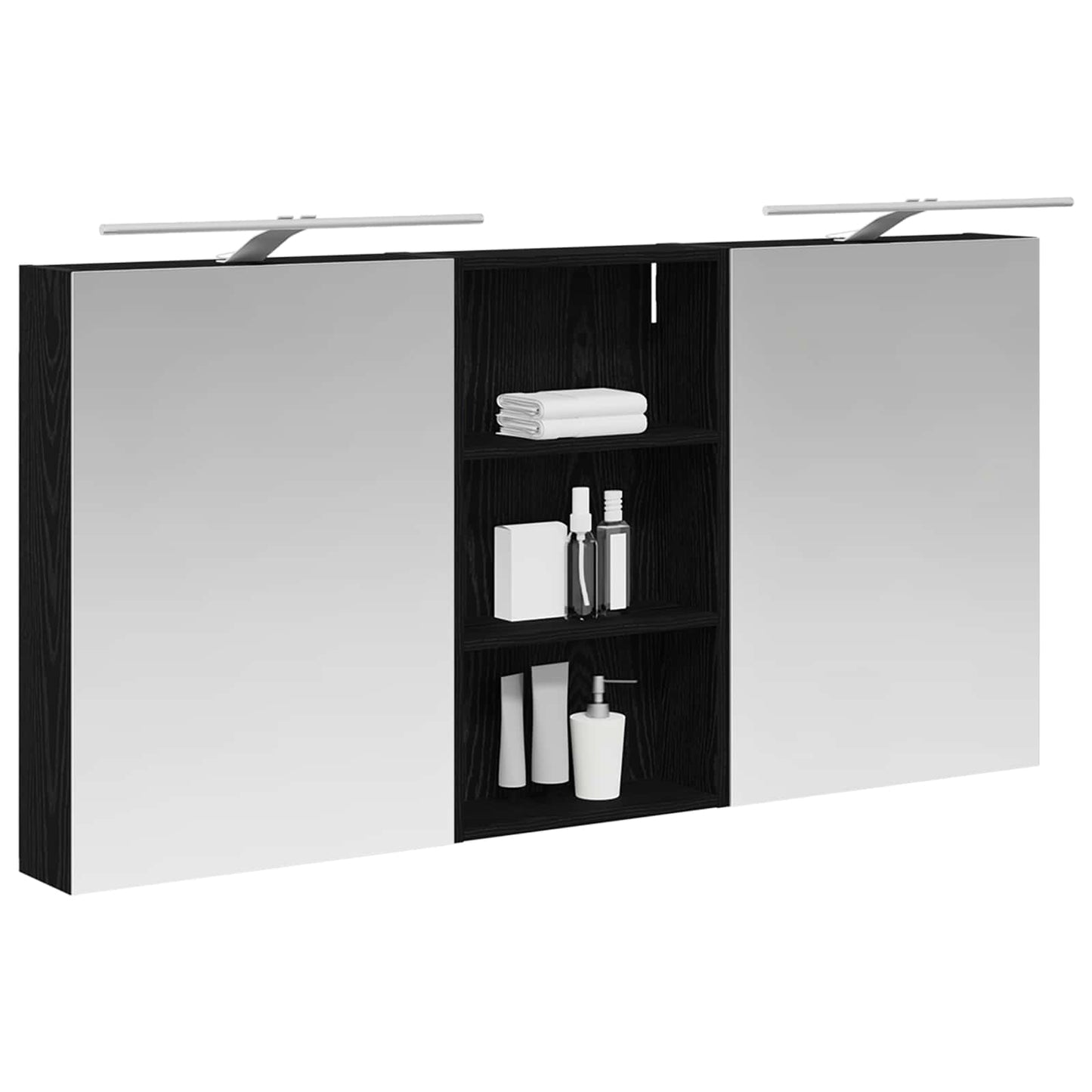 Badeværelsesskabsæt 3 stk. 140 x 14,5 x 70 cm Konstrueret træ