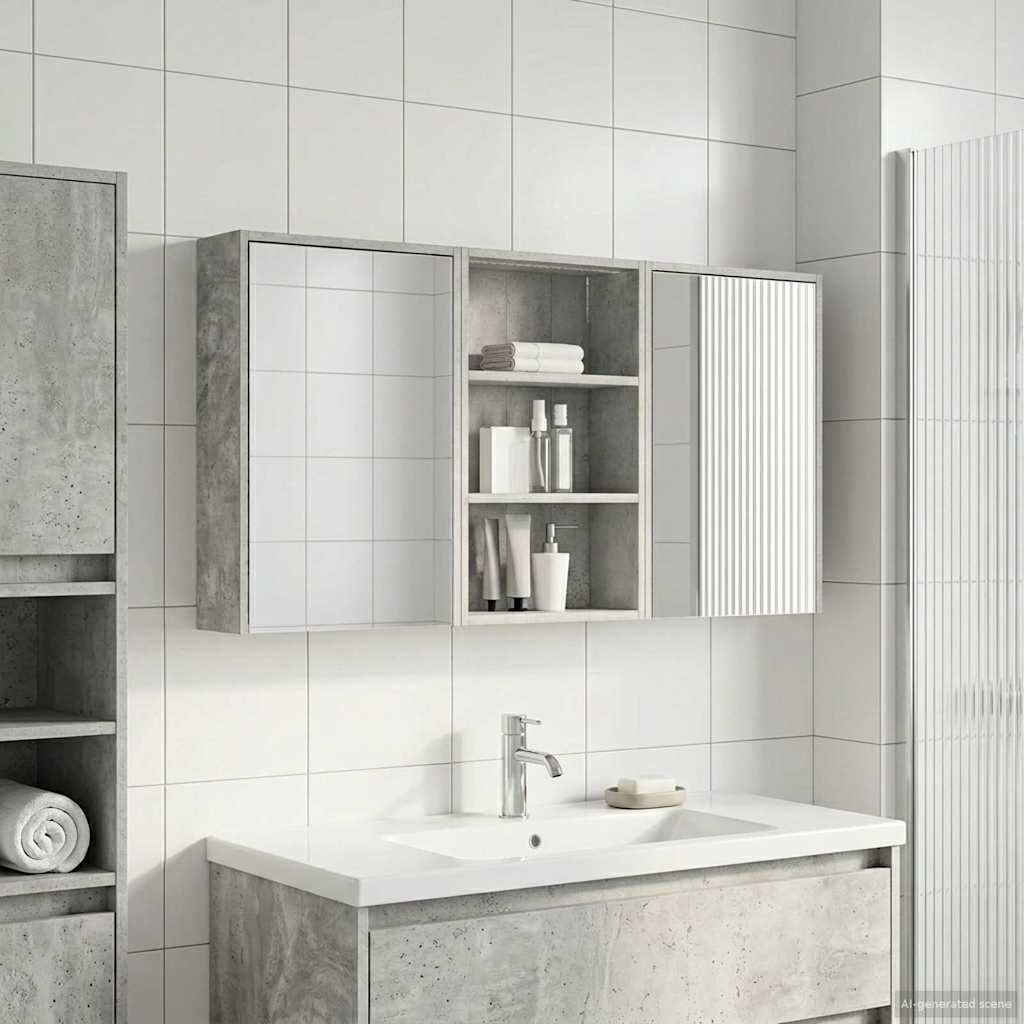 Badeværelsesskabsæt 3 stk. 126 x 16 x 62.5 cm Konstrueret træ