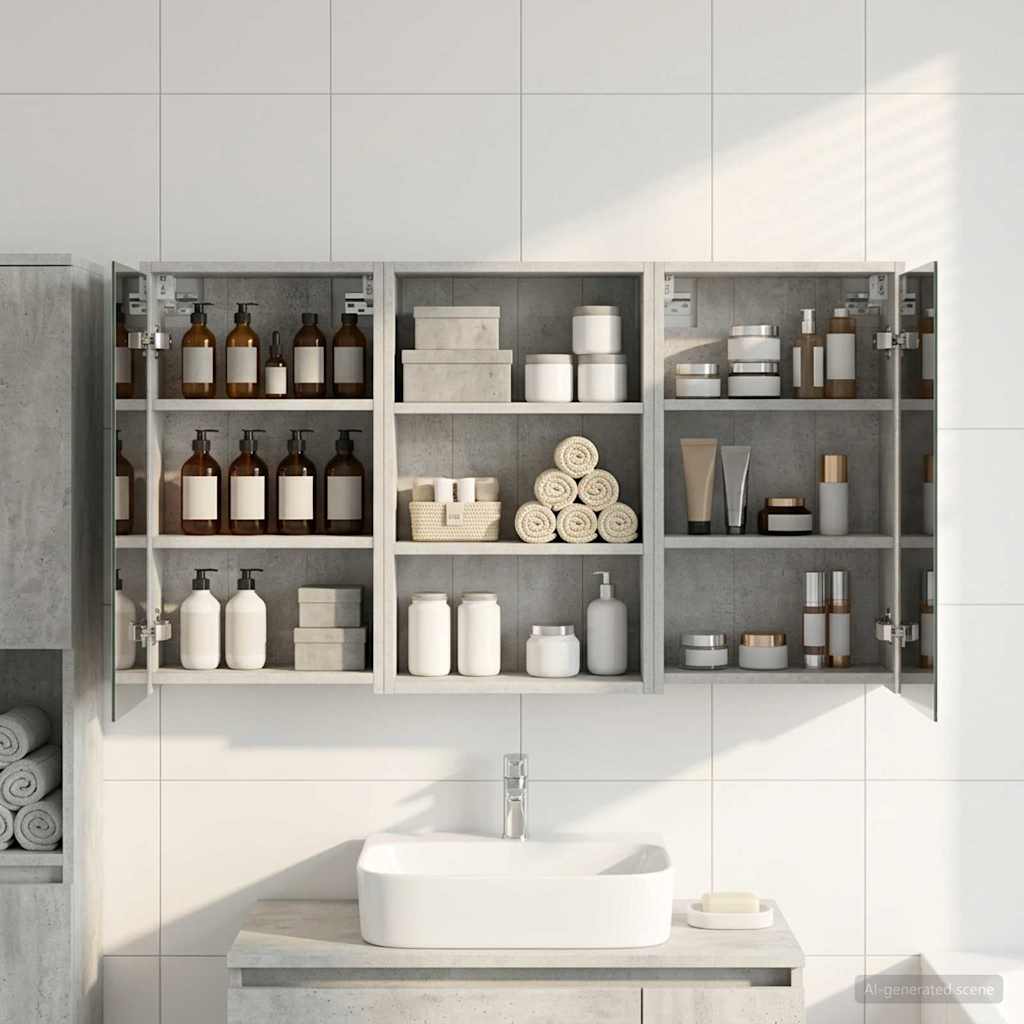 Badeværelsesskabsæt 3 stk. 126 x 16 x 62.5 cm Konstrueret træ