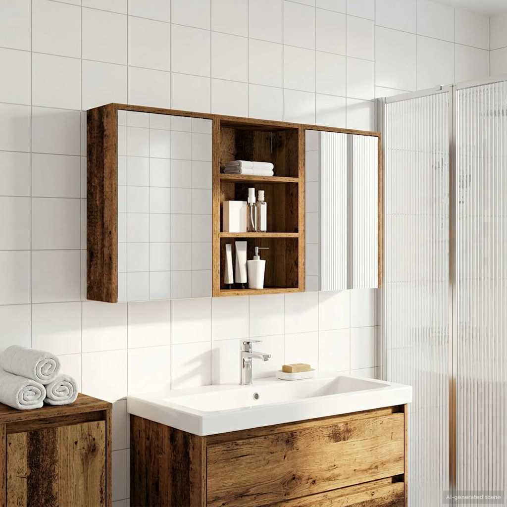 Badeværelsesskabsæt 3 stk. 126 x 16 x 62.5 cm Konstrueret træ