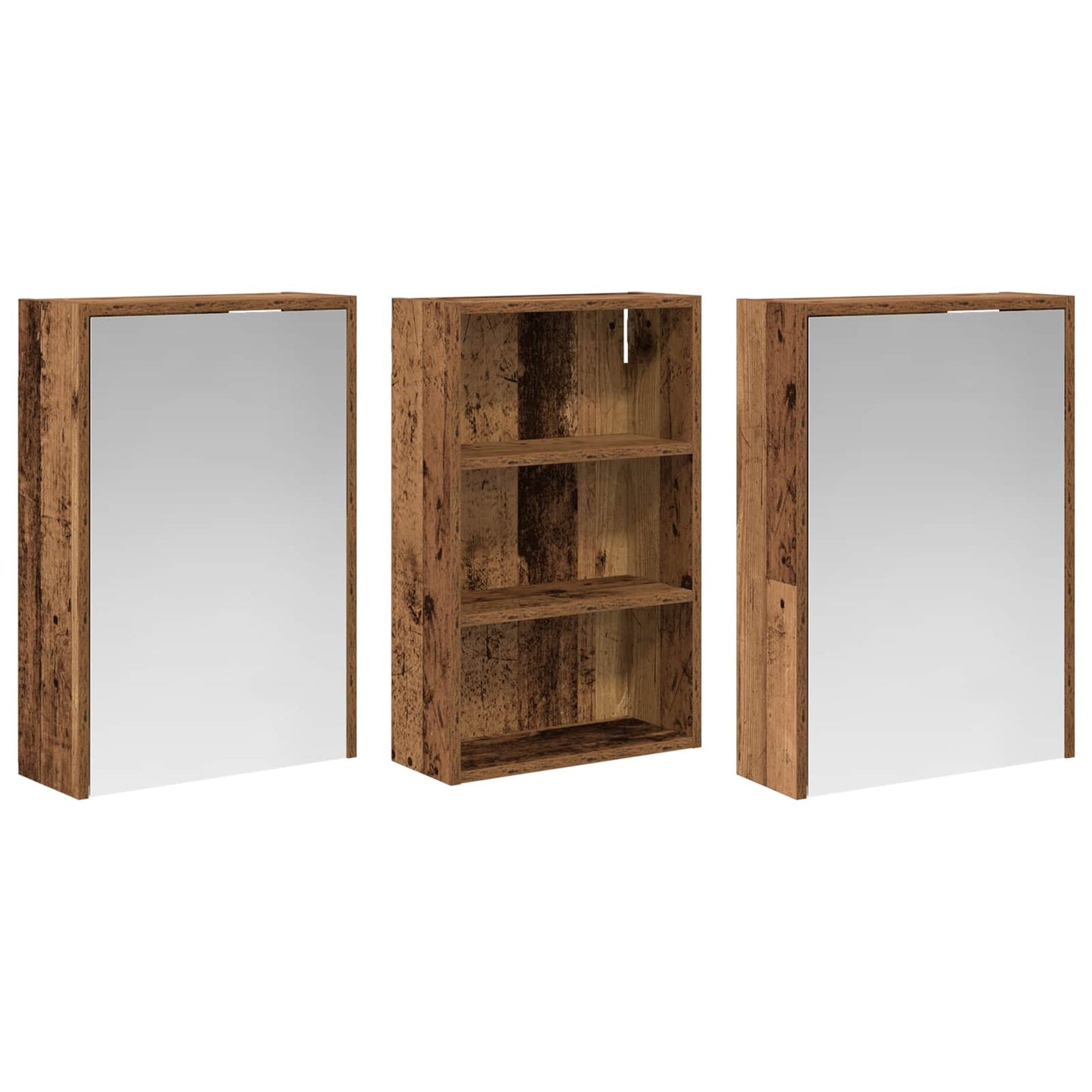 Badeværelsesskabsæt 3 stk. 126 x 16 x 62.5 cm Konstrueret træ