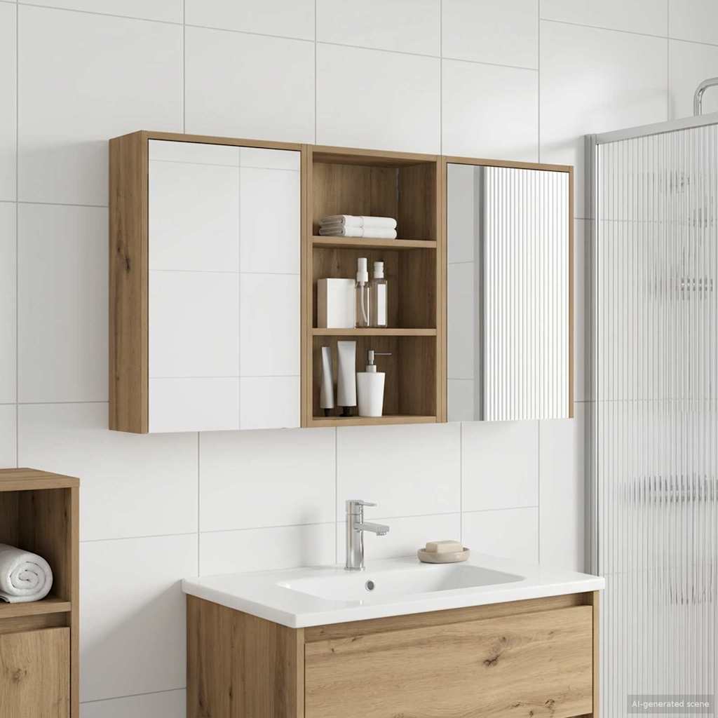 Badeværelsesskabsæt 3 stk. 126 x 16 x 62.5 cm Konstrueret træ