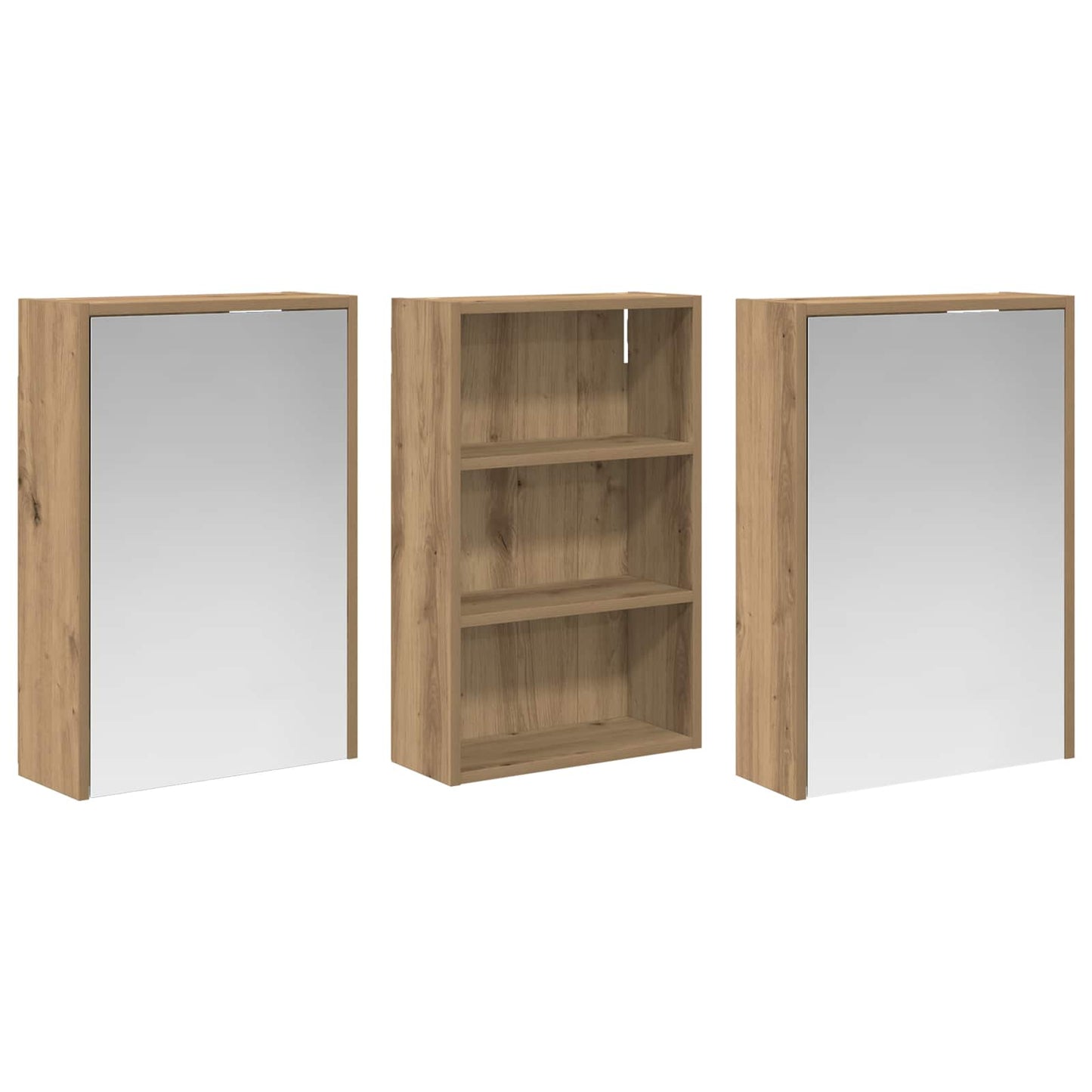 Badeværelsesskabsæt 3 stk. 126 x 16 x 62.5 cm Konstrueret træ