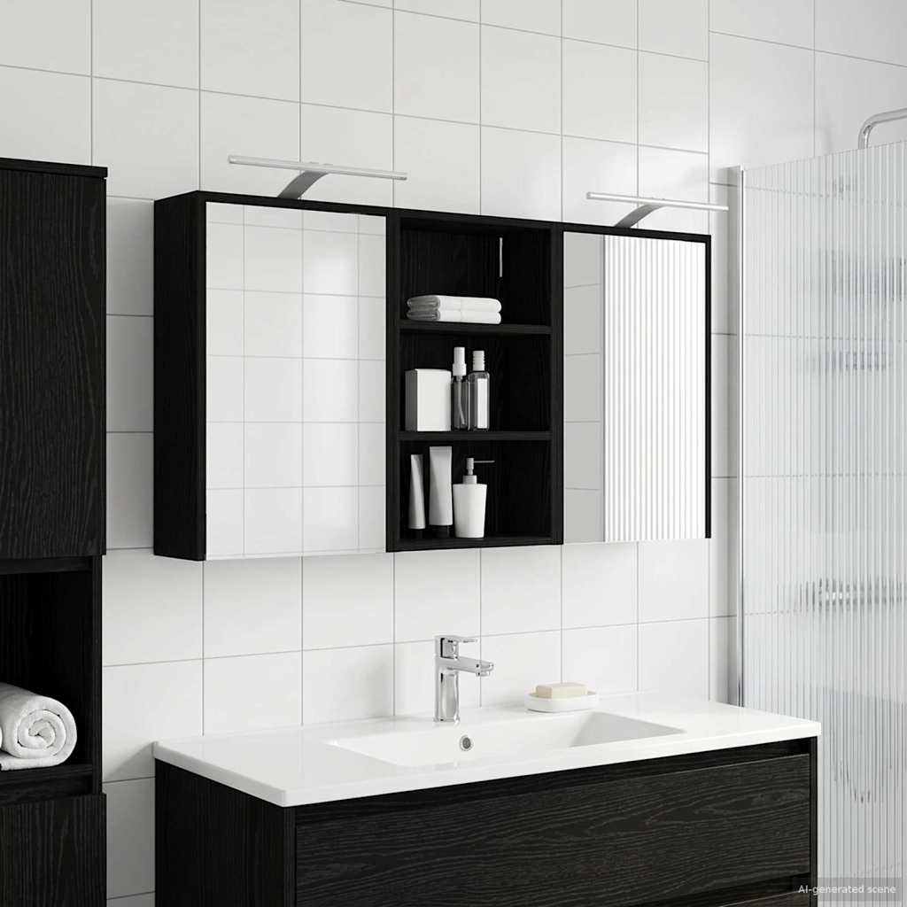 Badeværelsesskabsæt 3 stk. 126 x 16 x 62.5 cm Konstrueret træ