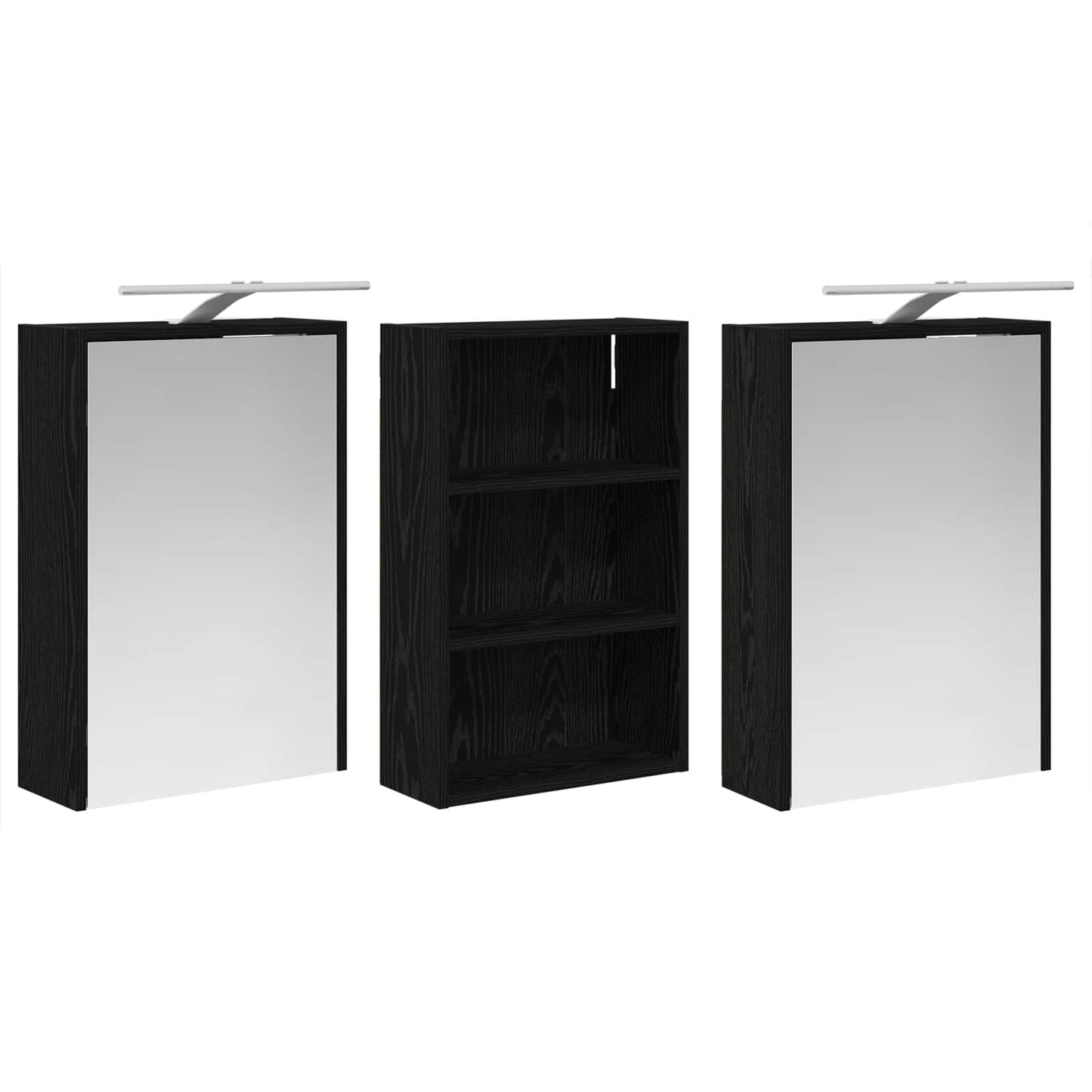 Badeværelsesskabsæt 3 stk. 126 x 16 x 62.5 cm Konstrueret træ