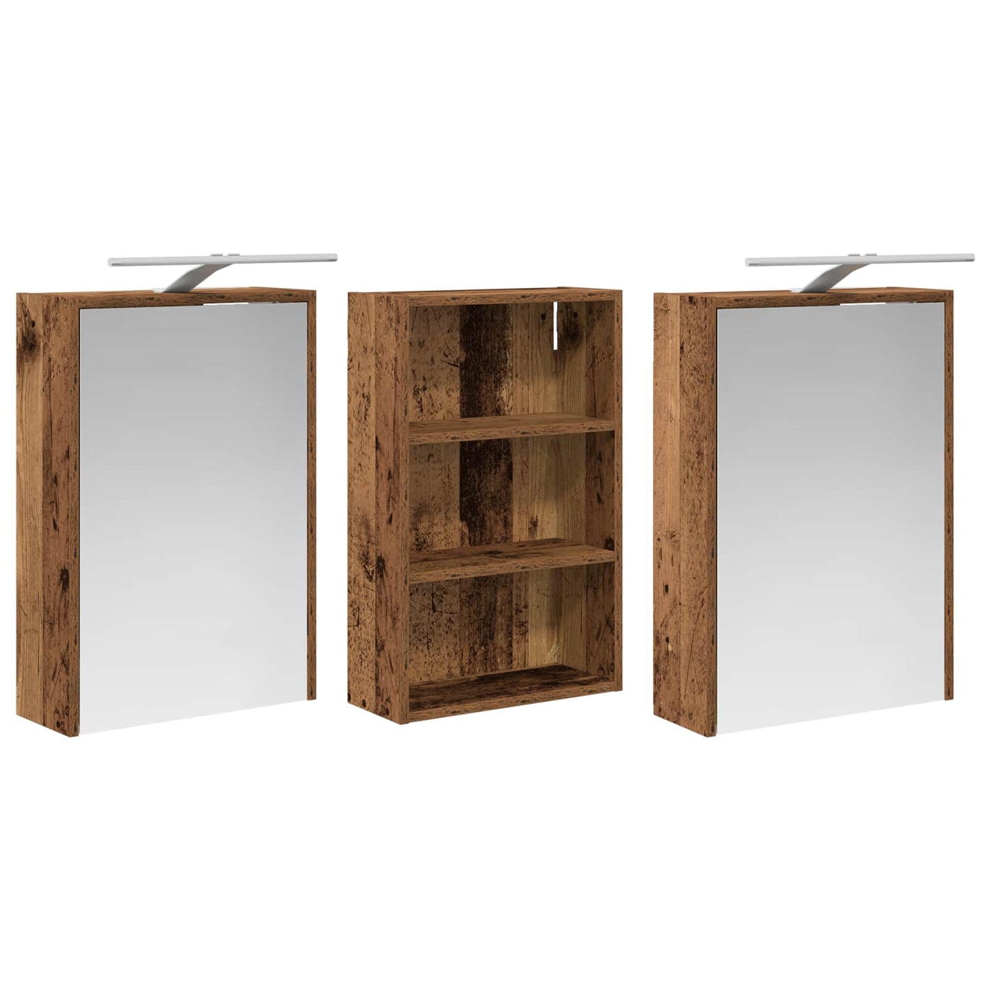 Badeværelsesskabsæt 3 stk. 126 x 16 x 62.5 cm Konstrueret træ