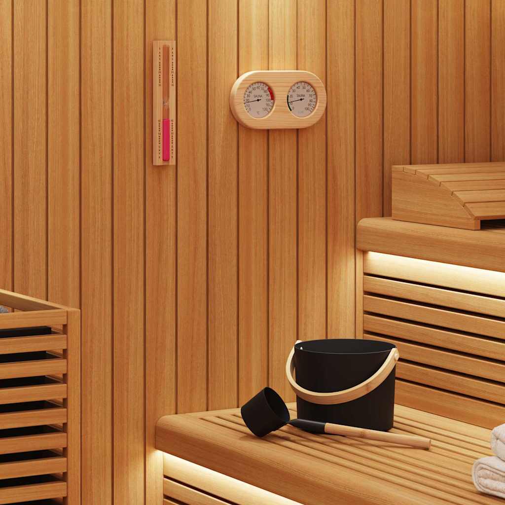 Sauna tilbehørs sæt 4 stk. Sort Aluminium og massivt fyrretræ