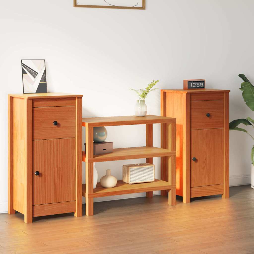 Sideboard 2 stk. Voks brun 39 x 34,5 x 80 cm Massiv fyrretræ