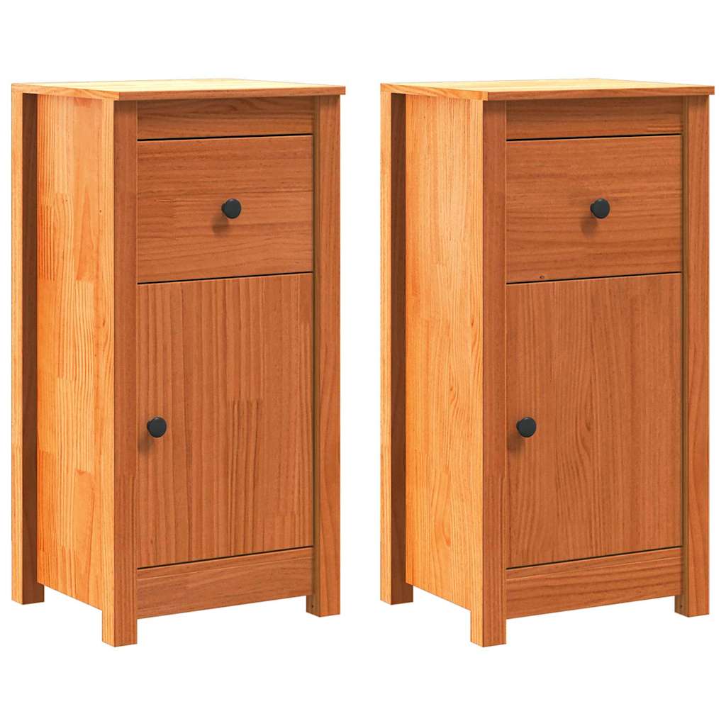 Sideboard 2 stk. Voks brun 39 x 34,5 x 80 cm Massiv fyrretræ