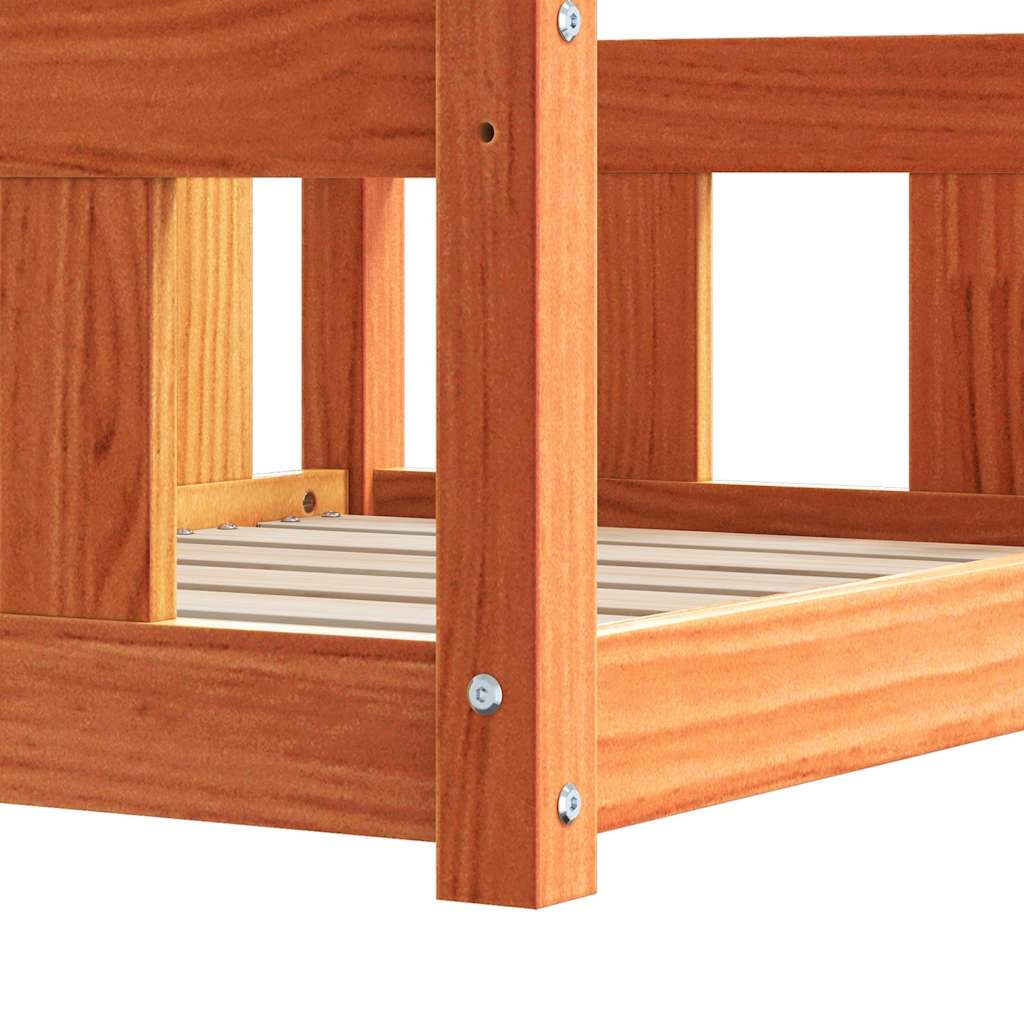 Hundeseng 55 x 45 x 28 cm Massivt fyrretræ Voksbrun