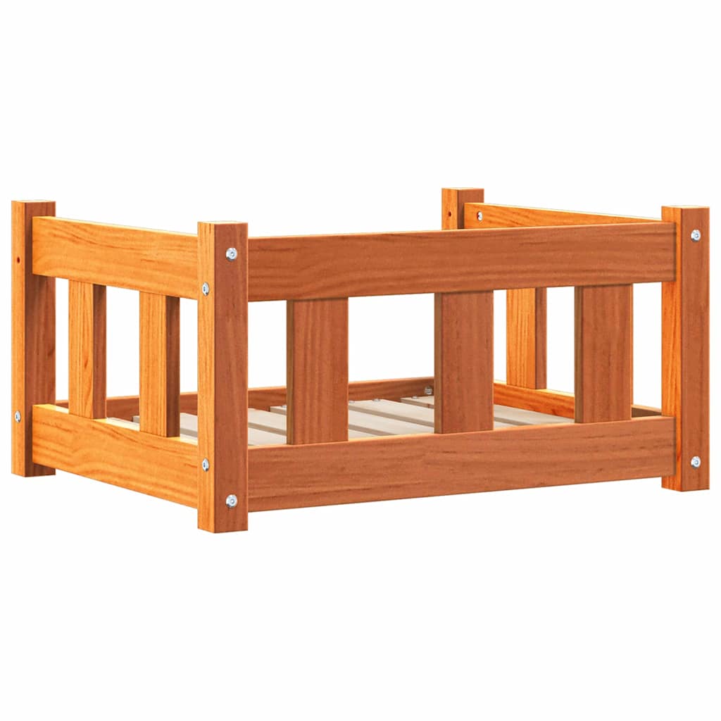 Hundeseng 55 x 45 x 28 cm Massivt fyrretræ Voksbrun