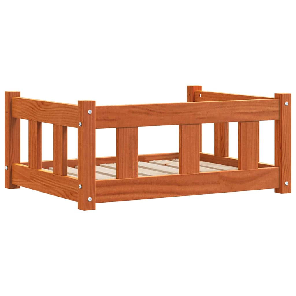 Hundeseng Voks brun 65,5 x 50 x 28 cm Massiv fyrretræ