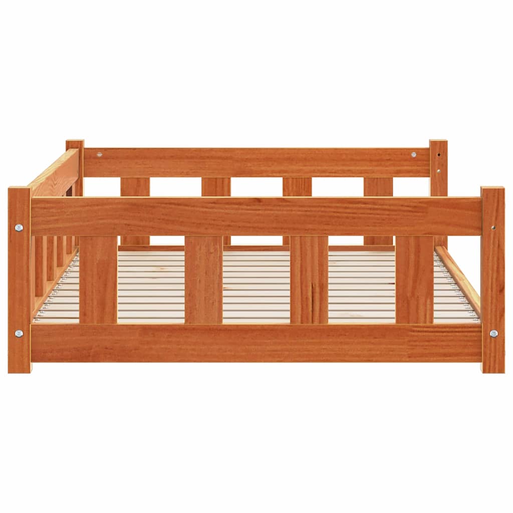 Hundeseng 100 x 70 x 28 cm Massivt fyrretræ Voksbrun