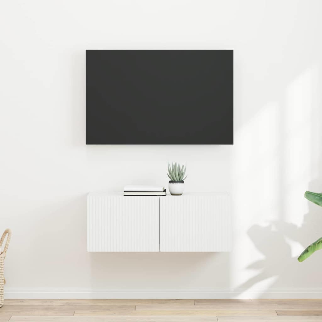 TV vægskab 2 stk. Hvid Konstrueret træ