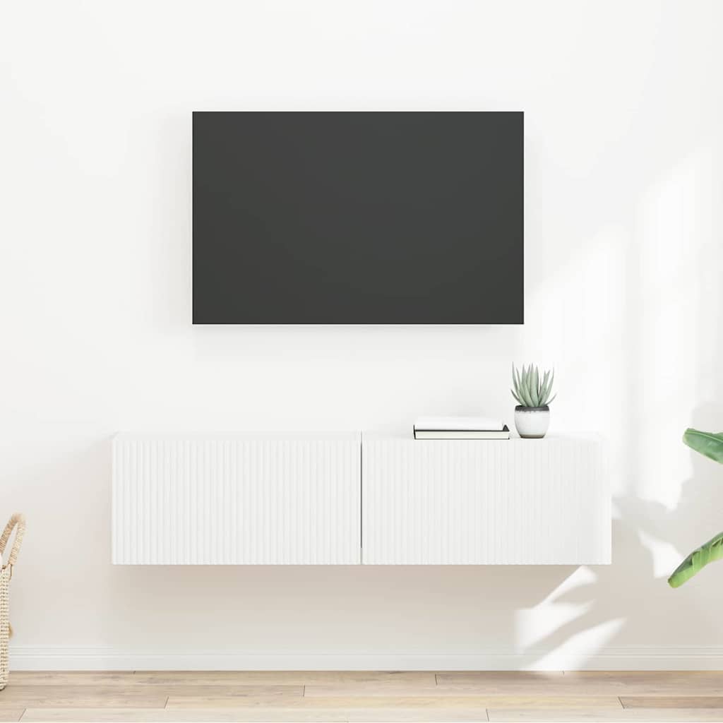 TV vægskab 2 stk. Hvid Konstrueret træ