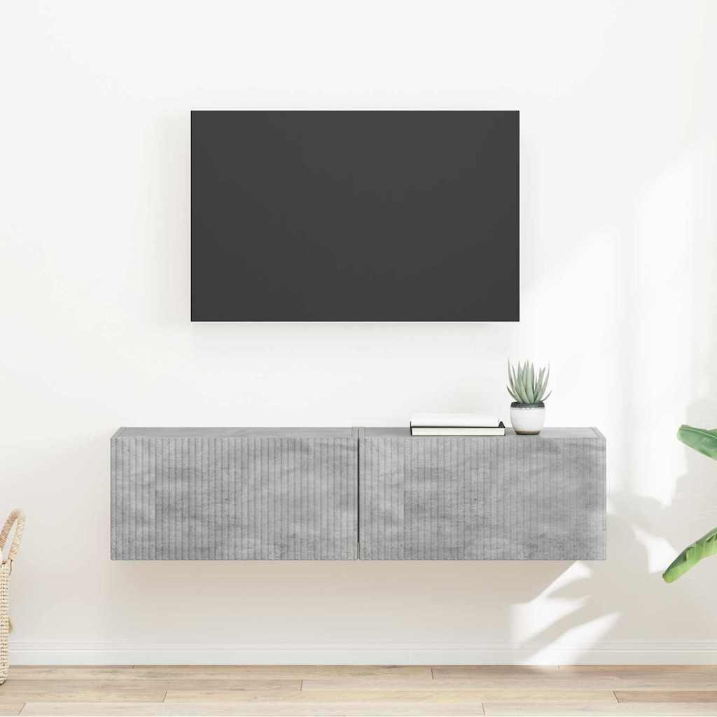 TV vægskab 2 stk. Beton Konstrueret træ