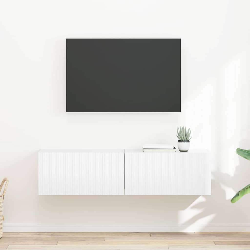 TV vægskab 2 stk. Gloss Hvid Konstrueret træ